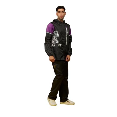 Image of ZEEL Water Fighter Rain Coat for Men with Adjustable Hood, Polyester Waterproof Full Sleeves, Top and Bottom Set Rainwear, Front Zip with Flap, Lightweight Raincoat