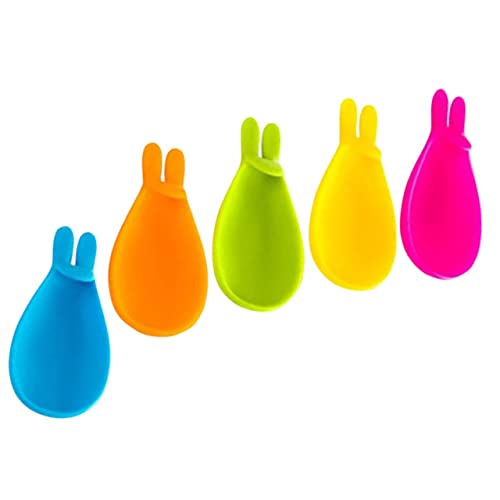 INOOMP 5 pièces Support Sachets de Thé Silicone Lapin Porte Sachet Flexible et pour Tasse Support Cuillère et Décoration Fête