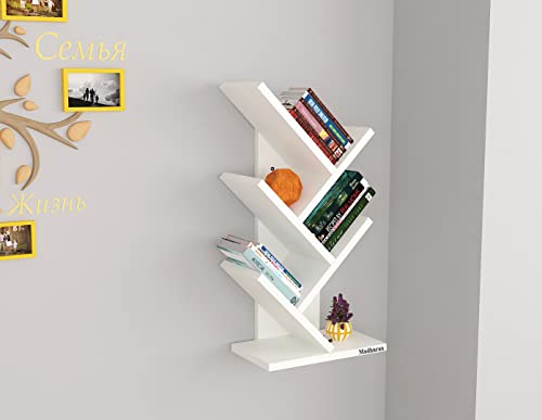 Image of Madhuran Studio Engineered Wood Wall Mounted Space Saving Books Shelves Shelf Racks (White) Office Multipurpose Showpieces Furniture Accessories Organizer