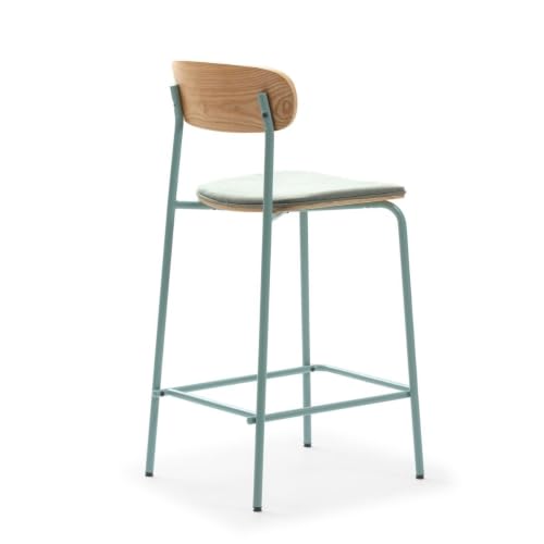 Tabourets de bar confortables aigue-marine Ridila dossier bois anti-mal de dos - 4