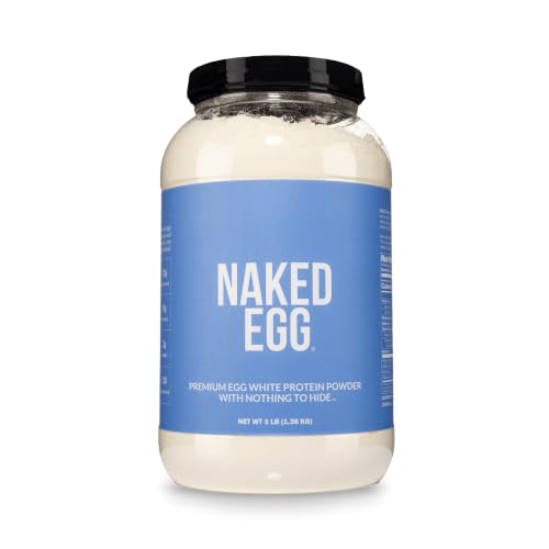 Naked 3LB Non-GMO Egg White Protein Supplement Powder Unflavored No Additives Paleo Dairy Free Gluten Free Soy Free 25g Protein 44 Servings 3 pounds