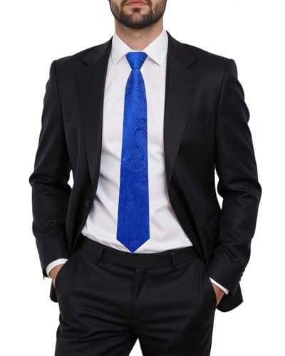 Image of Hi-Tie Zipper Ties for Men Pre-tied Tie Set Lapel Pin Pocket Square and Cufflinks Formal Business Wedding Adjustable Necktie