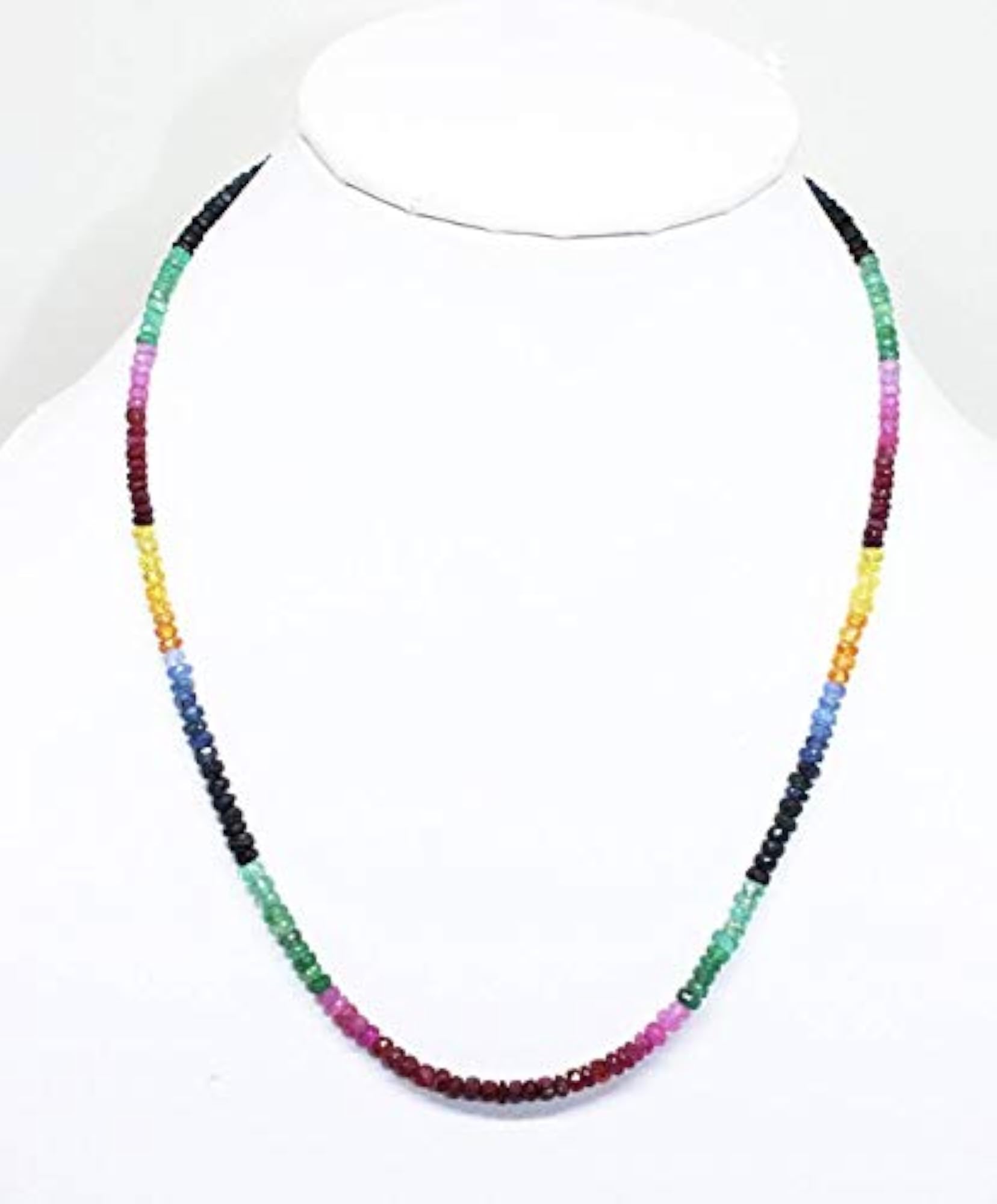 Women's AAA Rainbow Precious Faceted Rondelle Beads Necklace