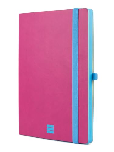 Finocam - Modern Plain Pink Notebook, Soft Cover, Micro-Perforated Pages, Elastic closure, Pen Loop, 144 Pages