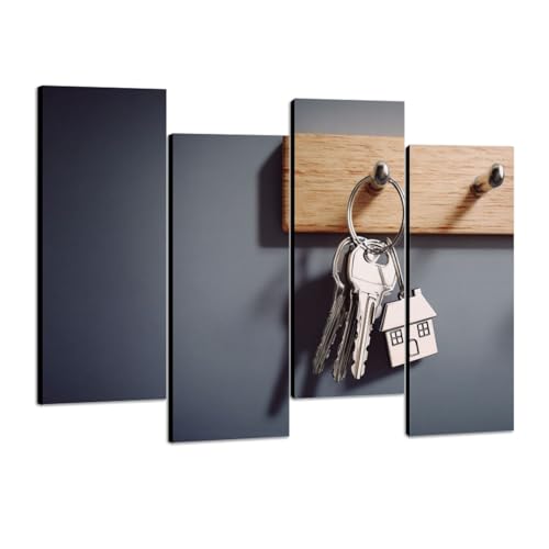 4 Pcs Canvas Wall Art Hanging House Keys Keyring Photo