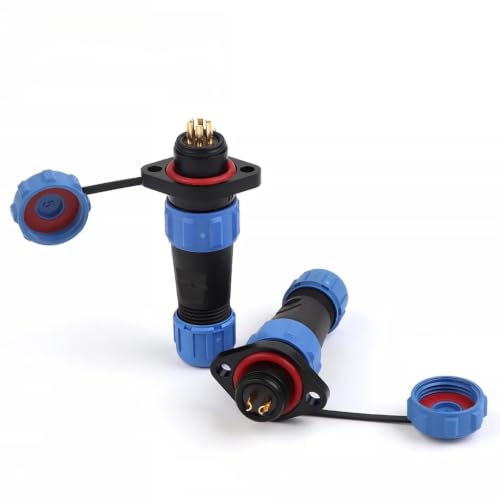 Conector de brida SP13 aviación de 2 pines con protección impermeable IP68 3