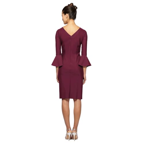 Alex Evenings Women's Slimming Short Cocktail Dress with Bell Sleeves, Wedding Guest (Petite and Regular Sizes)2