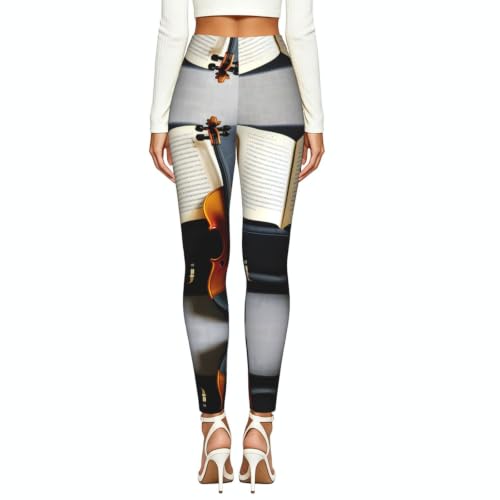 Leggings de compresión mujer mallas suaves estampado de violín 3