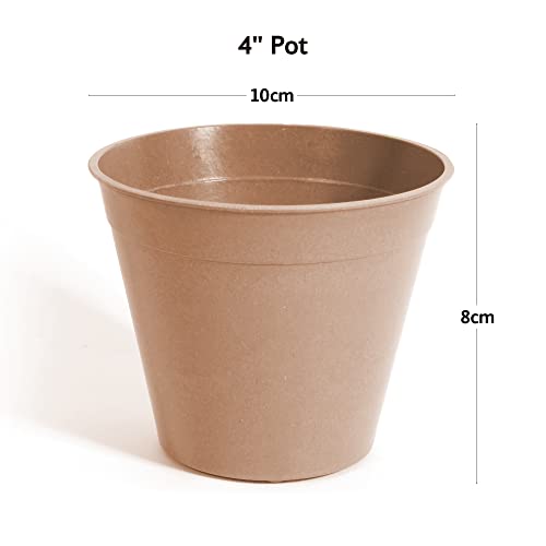 Haxnicks 5x Indoor & Outdoor Sustainable Bamboo Fibre Plant Pots, Terracotta, 4 Inch (Pack of 5) - Image 2