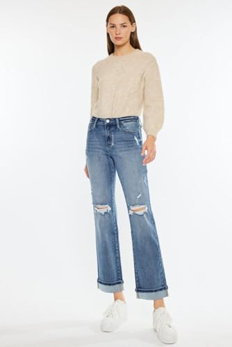 Kancan - Carrie Mid Rise True Straight Leg Jeans - Essential, KC20064M3
