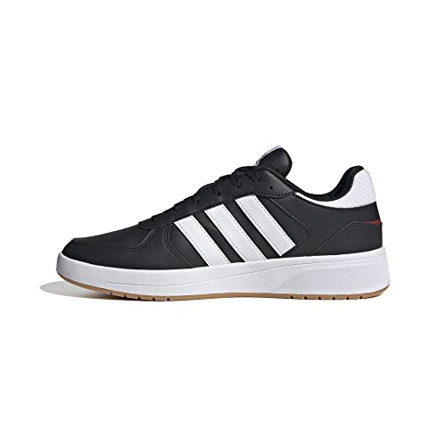 adidas Uomo CourtBeat Court Lifestyle Shoes, Core Black / Cloud White / Scarlet, 44 2/3 EU
