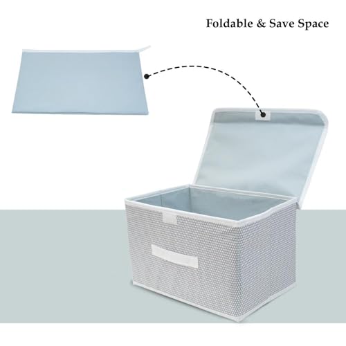 Image of Non-Woven Big Storage Box with Lid & Handles Foldable Cloth Storage Basket /Bin Ideal for Organizing Toys & Clothes (Grey, Pack of 1)