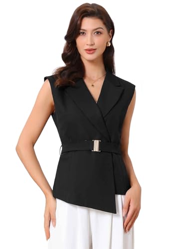 Blazer habillé sans manches veste d'affaires longue fluide été automne chic pour dame
