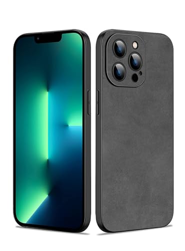 Coque iPhone 13 Pro Max gris en cuir synthétique et TPU souple