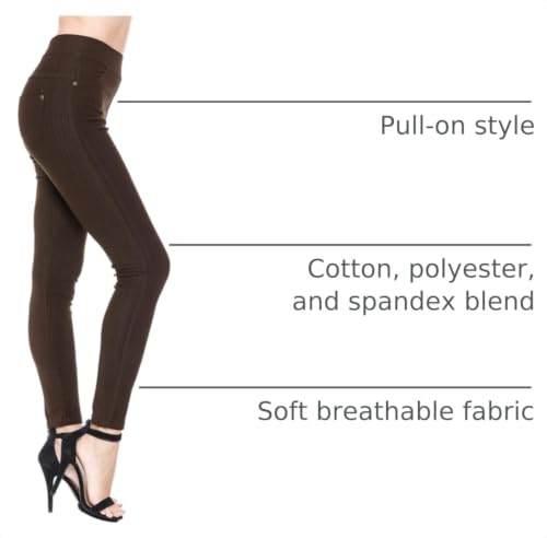 Image of Leggings Depot Women's Cotton Blend Stretch Pull-on Jeggings Casual Pants with Pockets (Available in Plus Size)