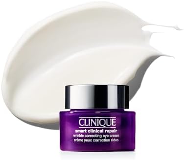 Clinique Smart Clinical Repair Wrinkle Correcting Anti Aging Eye Cream With Hyaluronic Acid + Peptides For All Skin Types | Hydrating + Depuffing, Mini Travel Size, 0.5 Ounce