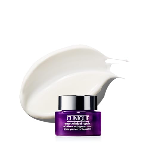 Clinique Smart Clinical Repair Wrinkle Correcting Anti Aging Eye Cream With Hyaluronic Acid + Peptides For All Skin Types | Hydrating + Depuffing, Mini Travel Size, 0.5 Ounce