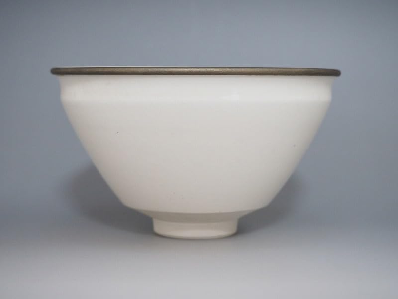 Amazon.co.jp: A2220 京焼 万代草山 作 覆輪付 白天目茶碗 茶道具 抹茶