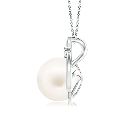 Angara Freshwater Pearl Solitaire Pendant for Women | Round Freshwater Cultured Pearl Diamond Solitaire Pendant Necklace in 14K Solid Gold/Platinum | June Birthday, Gemstone Jewellery Gift2