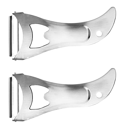2 pcs Concombre Durable Pommes de Terre Acier Orange Canne Pomme de Terre Y Chocolat Inoxydable Bouteille Légumes Gingembre Éplucheur Pelé et Pivotant Métal Agrumes Citron Fromage Noyau Rabot -in- (Co