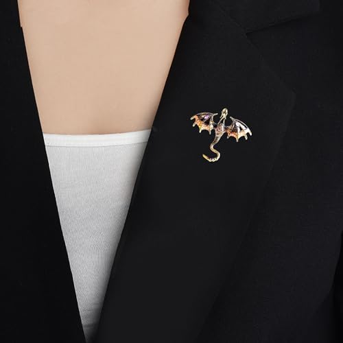 Image of Vintage Punk Dragon Animal Brooch - Domineering Flying Dragon Personality Clothing Accessories for Men and Women