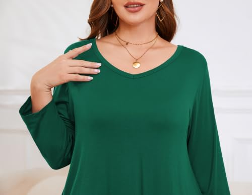Image of LARACE Plus Size Tops for Women 3 /4 Sleeve Shirts V Neck Tunic Tops Blouses
