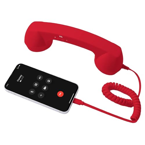 Auricular retro Tipo C rojo para teléfono móvil y reuniones de oficina