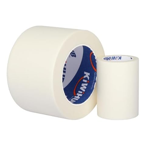 KIWIHUB 2 Pack White Masking Tape 3 inch, General Purpose Pure White Painters Tape for Home, Office, School, DIY Art, Crafts, Labeling, (3" x 55 Yards x 1 Big Rolls) + (3" x 11 Yards x 1 Mini Rolls) Cover