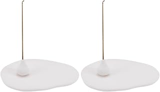 INFUNLY 2 varillas de incienso blancas. Quemador de cerámica para varillas de mosquitos, soporte irregular de 5.9 x 4.9 pulgadas, quemador de incienso para palo con agujero de 3 mm para hogar, oficina