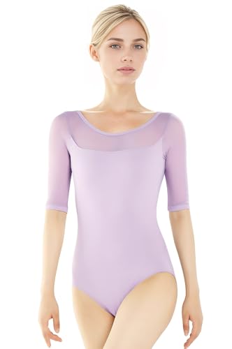 Justaucorps danse classique femme manche coude et dos nu avec brassière