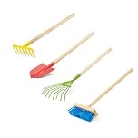 Toyrific Little Roots 4 Piece Long Handle Tool Set, Kids Gardening Tools