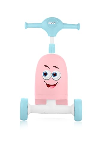 Image of ZIVY Orry Rider 2in1 Kids Scooter & Ride-On Toy Car | Convertible Stand & Drive Scooter | Extra-Wide Comfort Seat, Stainless Steel Stem, Easy Steering & Smooth Wheels for Indoor /Outdoor (Pink)