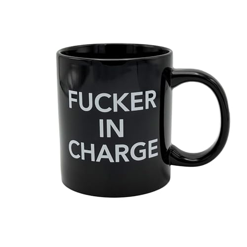 Island Dogs Taza Gigante Divertida Negra 'In Charge' miniatura 1