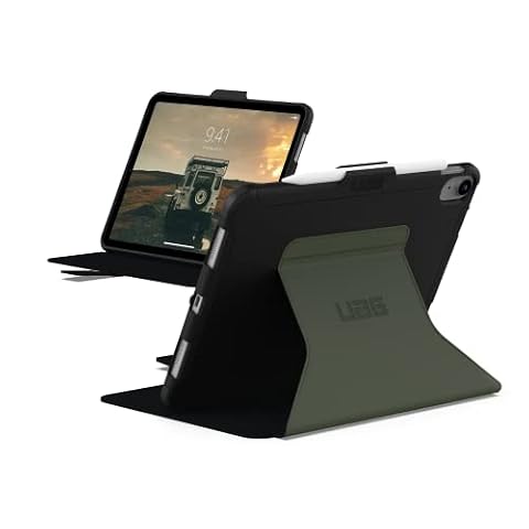 Urban Armor Gear Scout Folio Apple iPad 10,9" cala (10 generacji / 2022) Etui ochronne [Magnetyczna klapka z przodu, budzik/uśpienie, uchwyt Apple Ołówek] czarny/oliwkowy