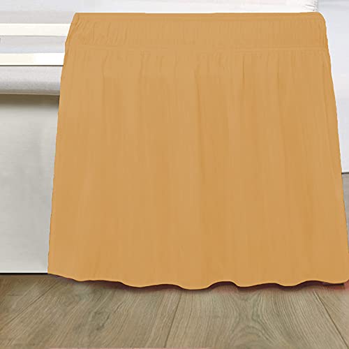 Image of Wrap Around Dust Ruffled Bed Skirt 12 inch Inch Tailored Drop Fade Resistant Brushed Microfiber Bed Skirt - Cal King | Gold Yellow