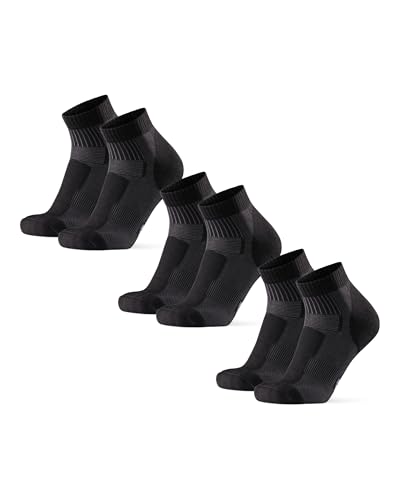 DANISH ENDURANCE Calcetines Senderismo Antiampollas, Calcetines Cortos, 3 Pack, Negro, 39-42