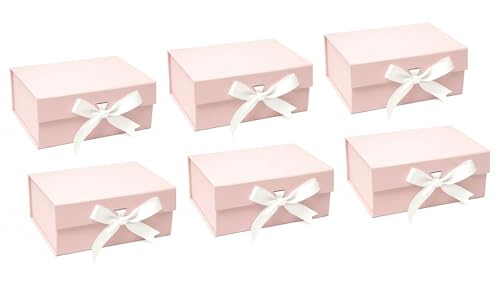 Image of Awestuffs Premium Pink Gift Boxes for Gift Packaging, Reusable Decorative Gift Boxes (23 x 16 x 10 cm) for Hampers, Weddings, Birthdays, Return Gifts & Corporate Gifts (Pack of 6)