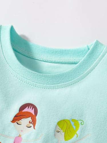Image of HILEELANG Girls Skirt Set 2 Piece Outfit Cotton Tee Tulle Skirt Set | Soft Cotton Tee, Applique Detail, Layered Tulle Skirt with Lining, Lightweight Comfort for Toddler Little Girls