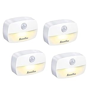 Nachtlicht mit Bewegungsmelder, [4 Stück] Warmweiß Led Bewegungsmelder innen, Stick-On NachtLicht Schrankbeleuchtung, Auto EIN/AUS Kinder Sensor Licht Babylicht für flurlicht, Kinderzimmer, Treppe