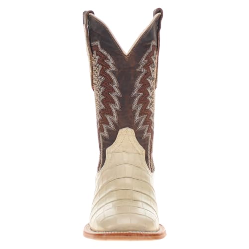 Image of Vaccari Men's Navarro Genuine Alligator Tail Leather Broad Square Toe Cowboy Boots