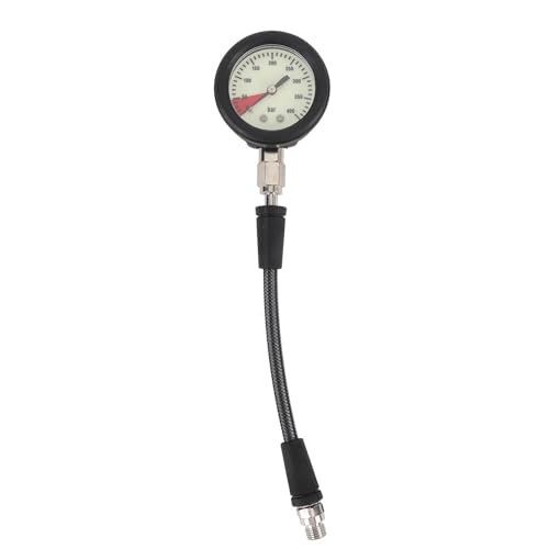 Diving Pressure Gauge, Carbon Fiber Woven Hose, Night Glow Dial - ABS, Carbon Fiber Material, for BCD Regulator (15CM)