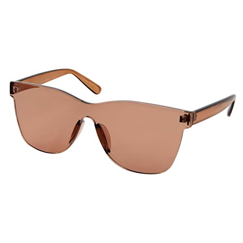 Tinted Colorful Lens Rimless Sunglasses - Transparent Square Horn Rimmed