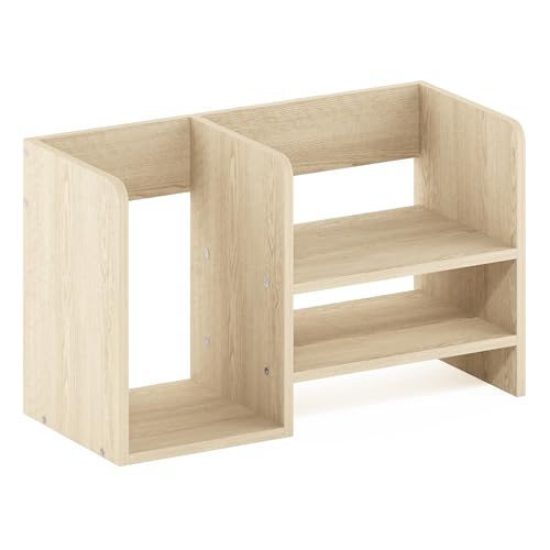 Image of Furinno Hermite Wood Desktop Book and Home Office Supplies Storage Organizer, Bauhaus Oak