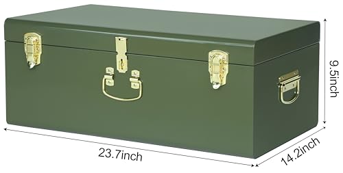 Image of Vixdonos Large Metal Trunk Decorative Storage Box College Dorm Chest with Handle