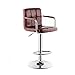 Wysokie StołKi Barowe Stołek barowy,krzesło barowe,krzesło,kuchnia restauracja wysoka stołek,olej wosk skóra poduszka podwójna podłokietna stabilna podwozie obracać windę 63-83 cm brązowy