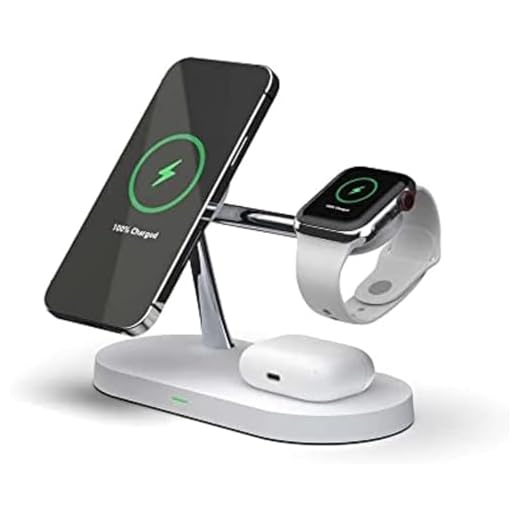 SAMTUNK Base Carregador sem fio Magnético 3 em 1 carregamento rápido para iPhone 15 14 13 12 11 Série 15W carregamento rápido do Apple Watch carregamento de AirPods, Apple Watch Series AirPods