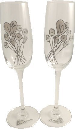 Dreamairshop Anniversary 10th Gift Pair of Flutes(Flower) [Kitchen & Home]