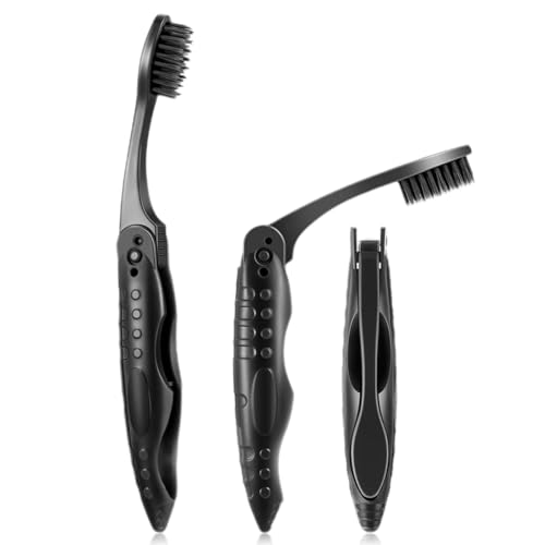 3 Pièces Brosses à dents de voyage pliables en vrac avec poils doux et confortables,Paquets Brosses à Dents de Voyage Pliables pour protéger les gencives...