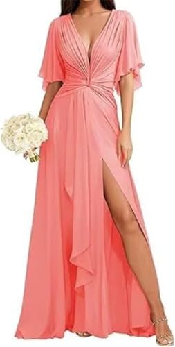 Robe mousseline noire fendue pour demoiselle d'honneur et mariages chic