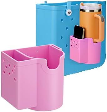 Cup Holder for Bogg Bag - Compatible with Stanley Tumbler Cup 20/30/40Oz,3-in-1 Silicone Bogg Bag Accessories Charm,Drink/Phone/Sunglasses Holder for Bogg Bag XL/L/S(Pink)
